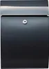 A close-up front view of a dark gray mailbox with a silver lock. Voir les images du produit