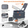 A diagram illustrating the features of a cat litter box, with close-ups and text callouts. Náhľad obrázku produktu