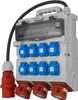 A portable power distribution box with multiple outlets and a circuit breaker panel. Produktbild-Vorschau