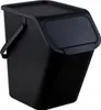 A black trash can with a lid and handle is shown against a white background. Produktbild-Vorschau