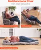 A collage of three images showing a multifunctional chair in different positions: reclined for reading, more reclined, and fully flat for sleeping. The images are set in a home environment. Voir les images du produit