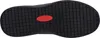 The bottom view of a black shoe sole with a red accent. Voir les images du produit