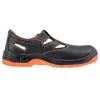 A side view of a black and orange safety sandal. Produktbild-Vorschau
