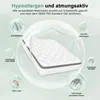 A mattress is shown with various feature callouts presented in circular graphics around it. Produktbild-Vorschau