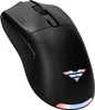 A black wireless gaming mouse with RGB lighting. Produktbild-Vorschau