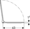 A technical drawing of a toilet seat with dimensions indicated. Anteprima dell’immagine prodotto
