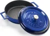 A blue cast iron casserole dish with its lid open, shown on a white background. Anteprima dell’immagine prodotto