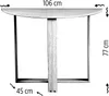A wooden console table with dimensions indicated. Anteprima dell’immagine prodotto