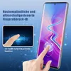 A smartphone screen with a fingerprint scanner graphic and a hand interacting with it, alongside marketing text. Produktbild-Vorschau
