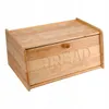A wooden bread box with the word "BREAD" embossed on the front. Produktbild-Vorschau