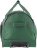 A close-up view of the bottom and side of a green rolling duffel bag. Produktbild-Vorschau