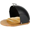 Großer Brotkasten aus Stahl mit Bambusbrett 37×26×22 cm – Produktbild-Vorschau 3