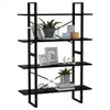 Bücherregal 4 Fächer Schwarz 100x30x140 cm Holzwerkstoff Produktbild-Vorschau 4