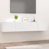 A white wall-mounted TV cabinet with a television mounted above it. Náhľad obrázku produktu