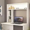 A white desk with a hutch, featuring a laptop, books, decorative items, and glasses. Anteprima dell’immagine prodotto