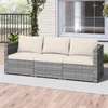 COSTWAY Sofa ogrodowa z polyratanu z poduszkami, 3-osobowa Podgląd zdjęcia produktu 7