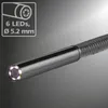Close-up of the tip of an inspection camera with LEDs, against a gradient background. Náhled obrázku produktu