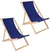 Two blue foldable deck chairs made of wood are shown against a white background. Produktbild-Vorschau
