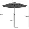 A diagram of a gray patio umbrella with dimensions indicated by text and lines. Produktbild-Vorschau