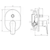 Technical drawing of a shower faucet with dimensions. Náhled obrázku produktu