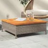 vidaXL Stolik ogrodowy szary 70x70x25 cm rattan i drewno Podgląd zdjęcia produktu 2