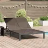 A double chaise lounge sits on a wooden deck next to a pool, with string lights and greenery in the background. Anteprima dell’immagine prodotto