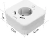A white cube-shaped Hama LED night light with a power socket and two USB ports, with dimensions indicated. Voir les images du produit