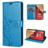 A collage of images showing a blue flip case for a Xiaomi Redmi Note 13 Pro 4G phone, with close-ups of the phone inside the case and its features. Produktbild-Vorschau