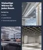 A collage of images showing different applications of infrared heating panels, with text describing their versatility. Produktbild-Vorschau