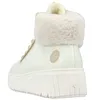 A white high-top sneaker boot with cream-colored fur trim. Produktbild-Vorschau