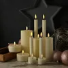 LED Stabkerzen LINA - Rustik-Optik - Echtwachs - 3D Flamme - H: 16cm - Timer - creme - 2er Set Produktbild-Vorschau
