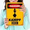 Danger Kampf Huhn Metallschild XXL in 28x38 cm mit Huhn Produktbild-Vorschau 3