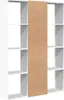 A white bookshelf with a brown panel in the middle, divided into multiple compartments. Anteprima dell’immagine prodotto