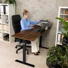 A woman is working at a height-adjustable desk in a home office setting. Náhled obrázku produktu