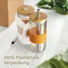 Cosumy Bubble Tea Becher mit Strohhalm und Bambusdeckel - Produktbild-Vorschau 7
