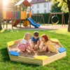 COSTWAY 140 x 122 x 14 cm dřevěné pískoviště se 6 sedátky, Náhled obrázku produktu 2