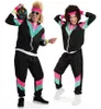 A man and a woman posing in 80s-style tracksuits. Produktbild-Vorschau