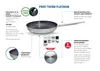 A detailed diagram of a frying pan with callouts and feature descriptions. Produktbild-Vorschau