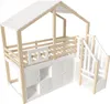 A loft bed with a house-shaped frame and storage underneath. Voir les images du produit
