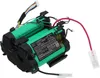 A close-up view of a battery pack with multiple green cells and black connectors. Voir les images du produit