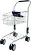 A silver toy shopping cart with a dark blue seat insert, shown from a front-diagonal angle against a white background. Produktbild-Vorschau