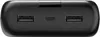 A close-up view of the ports on a black power bank. Voir les images du produit