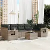 8-tlg. Garten-Sofagarnitur mit Kissen Hellgrau Poly Rattan Produktbild-Vorschau 2