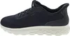 A side view of a navy blue Geox sneaker with a white sole. Voir les images du produit
