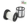 Two vacuum cleaner filters are shown on a white background. One filter is lying on its side, and the other is standing upright next to it. A logo is visible in the top right corner. Produktbild-Vorschau