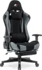 A black and gray gaming chair with a headrest and lumbar support, shown from the front. Náhled obrázku produktu