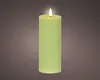 LED Kerze mit Timerfunktion 7x19cm Wachs Rustik Hellgrün / Produktbild-Vorschau 2