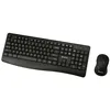 A black wireless keyboard and mouse set is displayed on a white background. Produktbild-Vorschau
