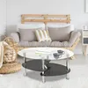 Oval Couchtisch aus Glas mit 2 Ebenen,Beistelltisch mit Produktbild-Vorschau 2