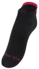 A single black sock with a red trim at the top, shown against a white background. Produktbild-Vorschau